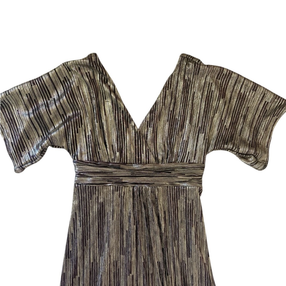 Lily Pulitzer Parigi Elbow Sleeve Maxi DRESS Metallic Rope Berry Crinkle Size L - Picture 9 of 13